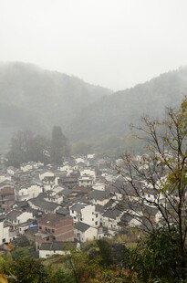 雾中山村景致
