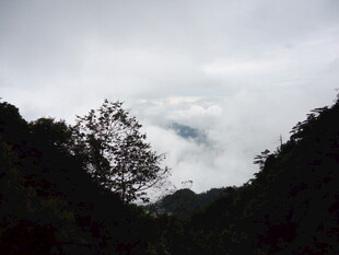 山间云雾缭绕的景致