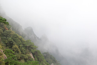 云雾缭绕的山间景致