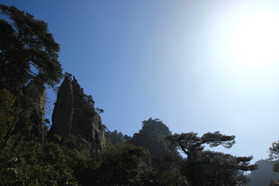 壮丽黄山奇峰映蓝天