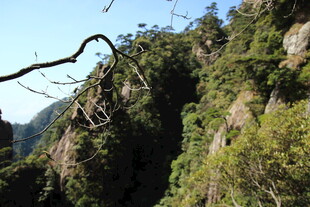 山间葱郁峭壁景色