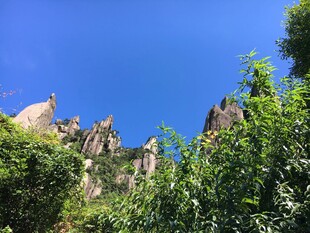 山间奇岩与葱郁绿植