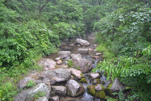 山间溪流与嶙峋怪石