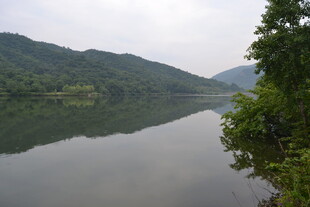 宁静山水间的秀丽湖景
