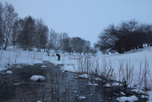 冬日河畔雪景