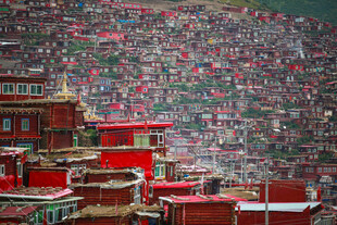 色达佛学院壮观红房景观