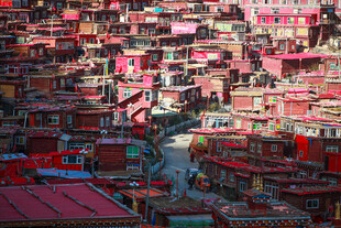 色达红房子景观