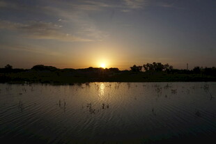 夕阳下的静谧湖面