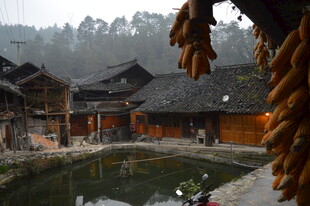 古朴村落中的传统民居景观