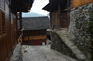 古朴小巷中的木质民居