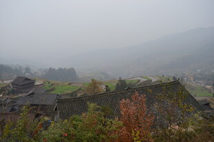 雾中村落秋景