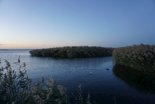宁静湖畔黄昏美景