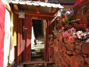 藏式小院入口 繁花相伴