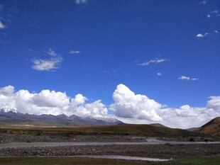 蓝天白云下的广袤原野