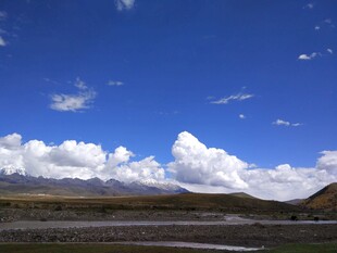 蓝天白云下的广袤原野