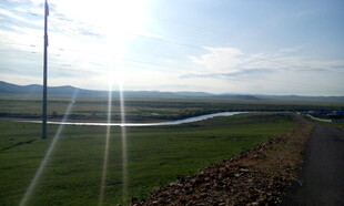 乡村公路边的开阔田野风光