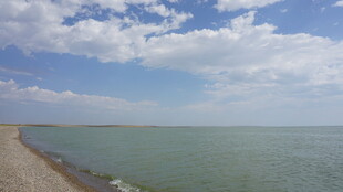 海边风光 辽阔水域与蓝天