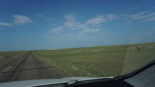 公路上的开阔草原风景