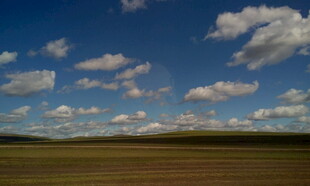 广阔草原上的蓝天白云