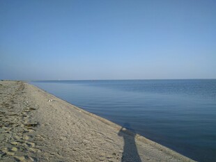 海边沙滩上的悠长影子