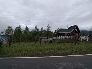 乡村路旁的木屋与自然景观