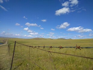 草原围栏与蓝天美景