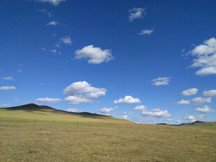辽阔草原上的蓝天白云