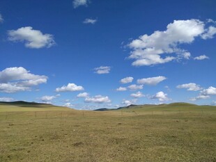广袤草原上的蓝天白云