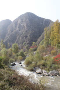 山间溪流秋色美景