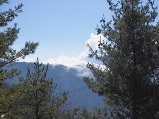 山林间的蓝天与远处山峦
