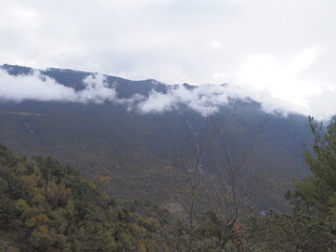 云雾缭绕的山峦景色