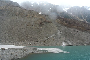 高山下的碧湖与冰川