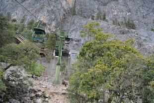 山间缆车穿梭于葱郁山林