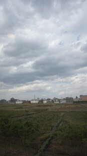 田野上空的多云景象
