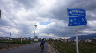 公路骑行指示牌风景