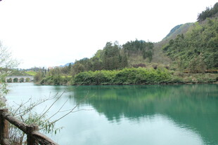 青山绿水间的宁静湖泊