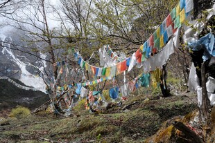 山间飘扬的五彩经幡