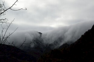 云雾缭绕的山间景致