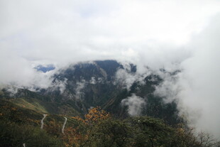 云雾缭绕的山间美景