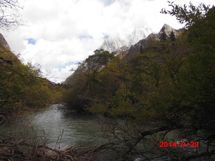 山间河流秋日风景图