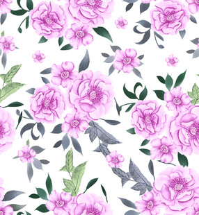 粉色花卉无缝图案背景