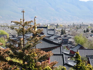 古城屋顶风光 远山近景