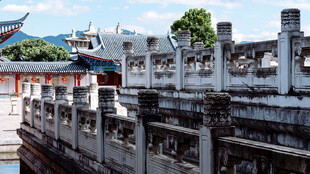 中式古建筑围栏景观