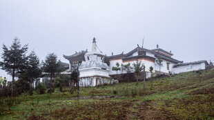 山坡上的中式古建筑群