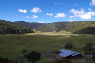 山间草原小屋风景