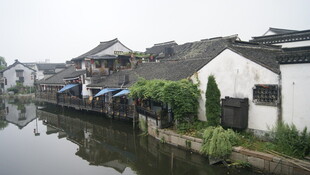 江南水乡临河民居风景