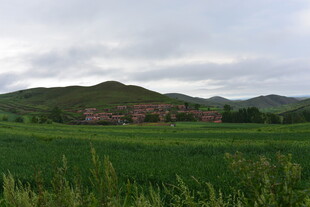 绿野山峦间的宁静风光