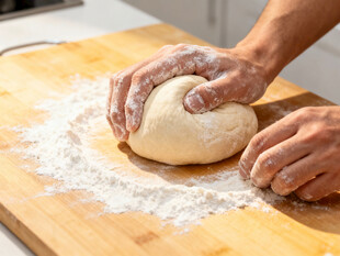 手工揉制面团的温馨场景