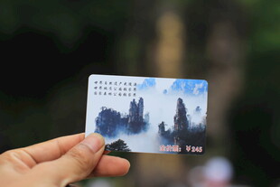 手持风景图案卡片
