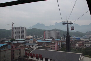 城市上空的缆车景观